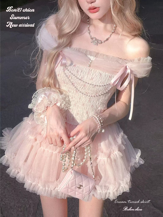 Palace Ribbon Cake Mesh Dress