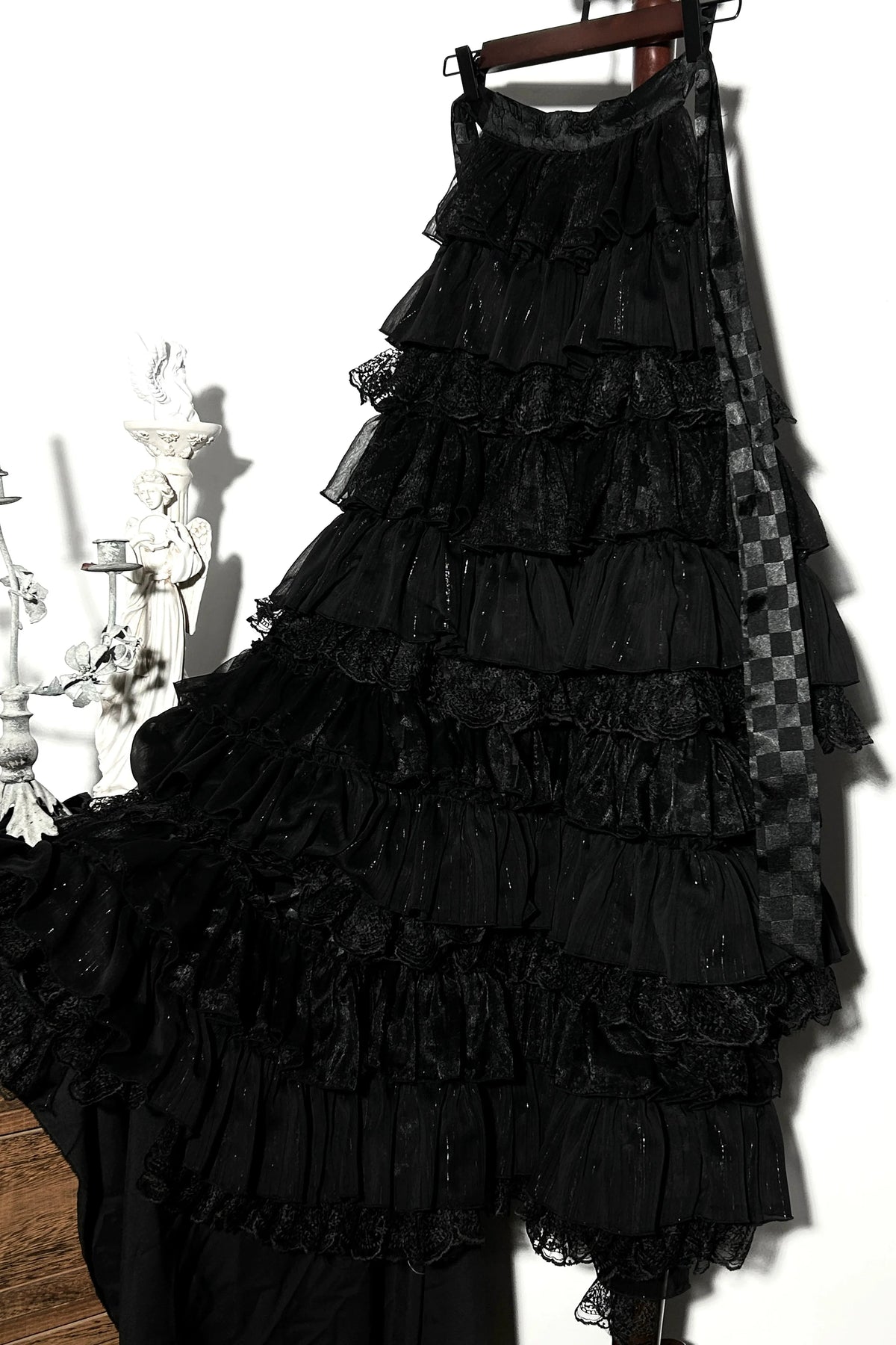 Fishbone Bustier Lolita Skirt + Shirt + Vest + Tail + Pants Black［Tail］