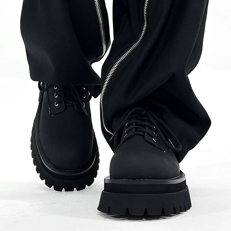 Thick-Soled Chunky Black Platform Derby Shoes