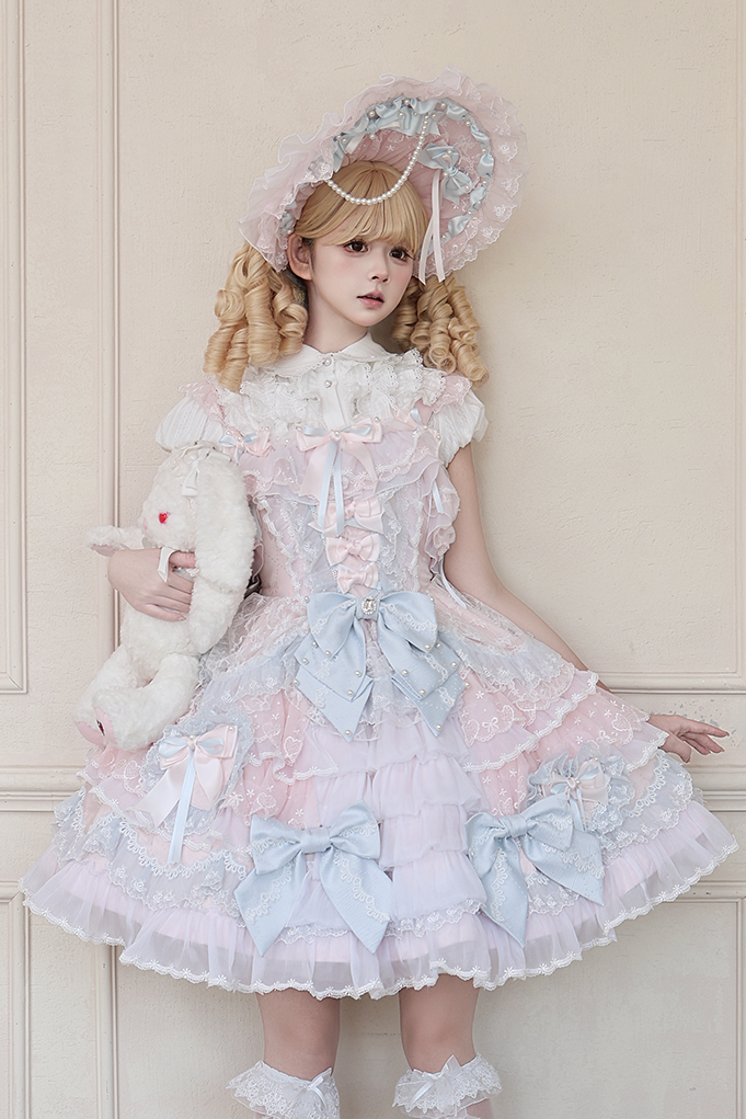 [Pre-order] Pink Blue Romantic Lace Lolita Princess Dress + Shirt + Set 1/2/3