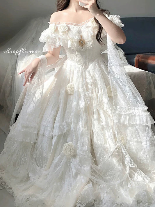 Runaway Princess Dress Lolita Fairy Gown Elegant Lolita Floor-Length Dress for Adult Coming-of-Age Heavy Embellished Princess Party Dress