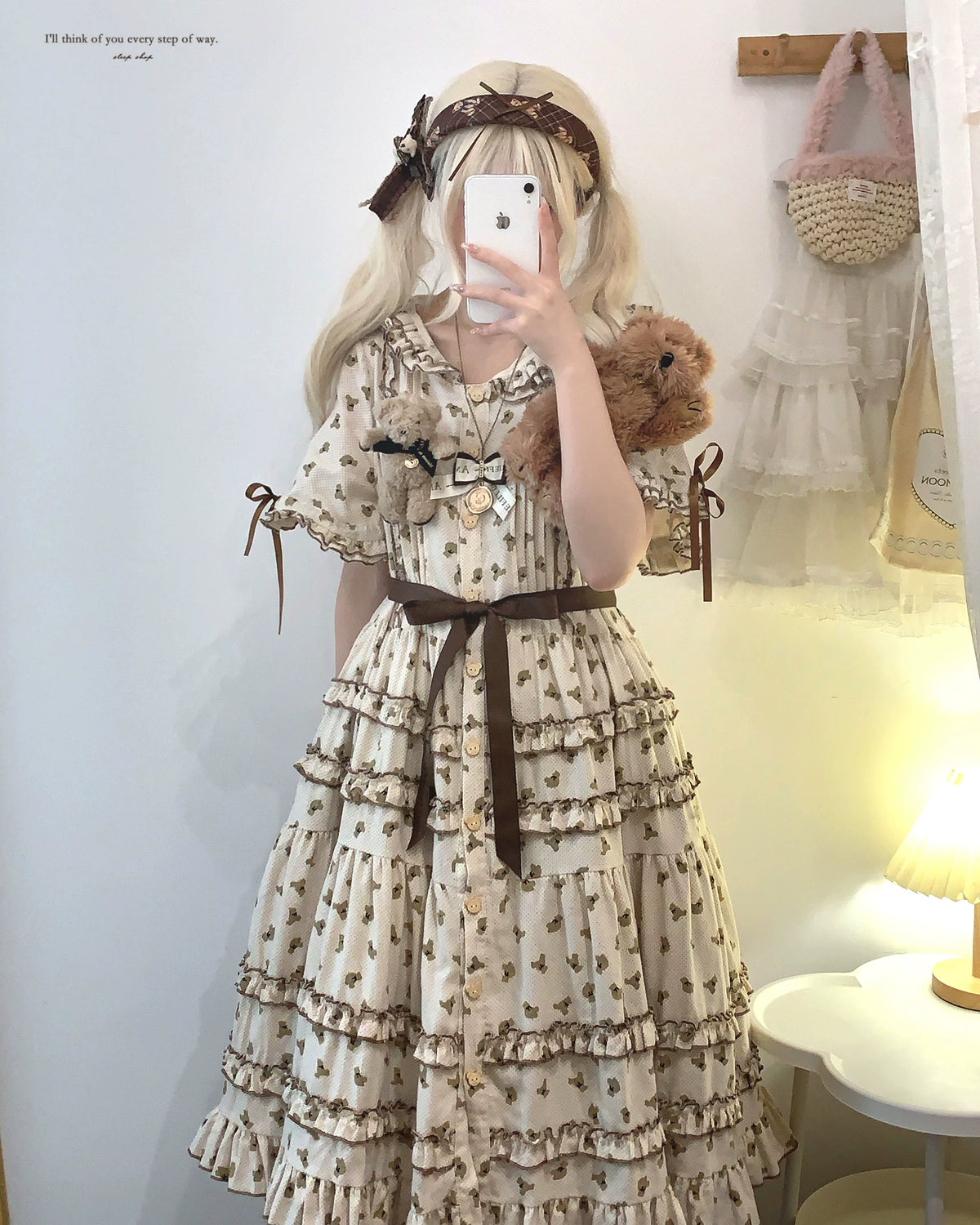 sleepingdoll Handmade: Lili Bear Cute Polka Dot Bear Bonnet Collar Layered Dress