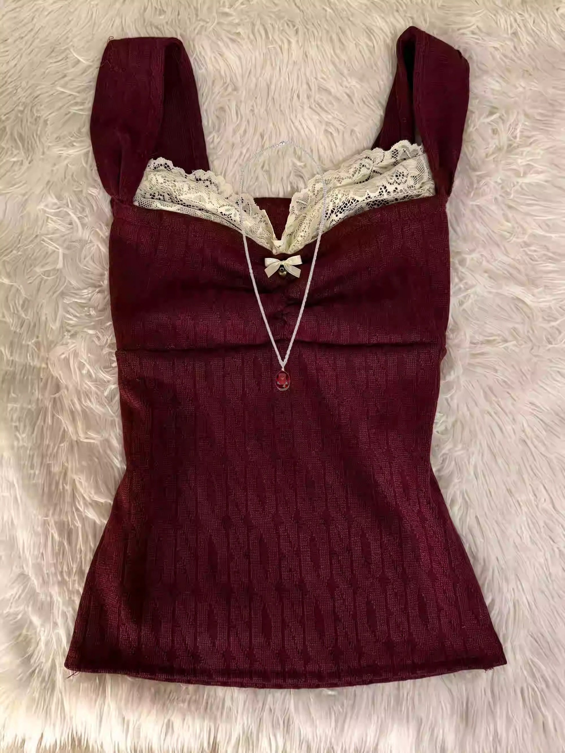 2025 New Lace Suspender Top red