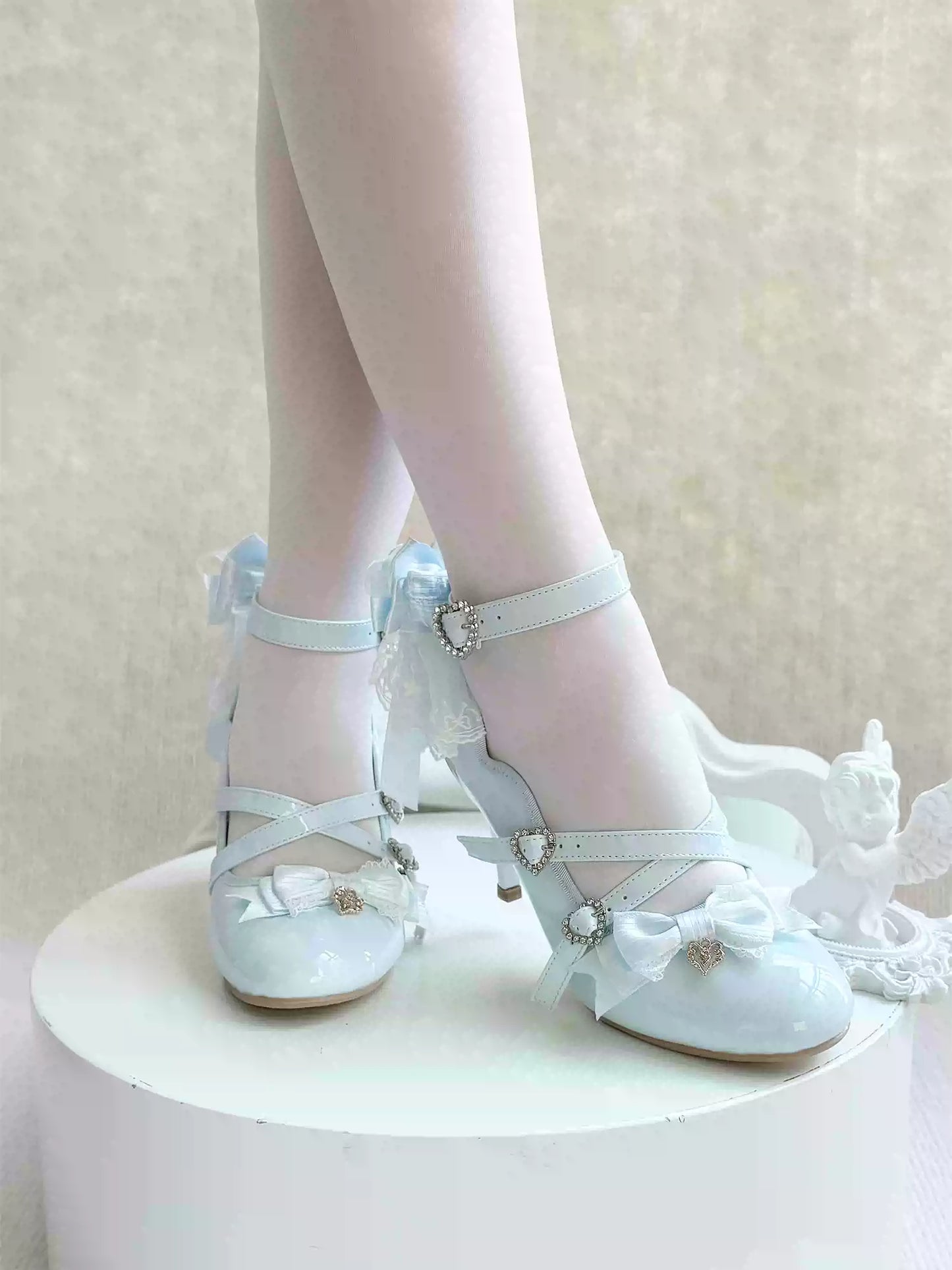 Strawberry Cheese Lolita Bow High Heels