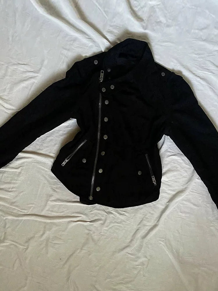Gothic Rose Original Vintage American-Style Black Slim-Fit Jacket for Women, New Early Autumn Collection