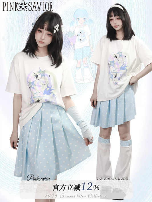 【Illusion Nebula】 Impression Dreamy Color Series Regular Fit T-Shirt, Summer Cool Feel Cotton Short Sleeve