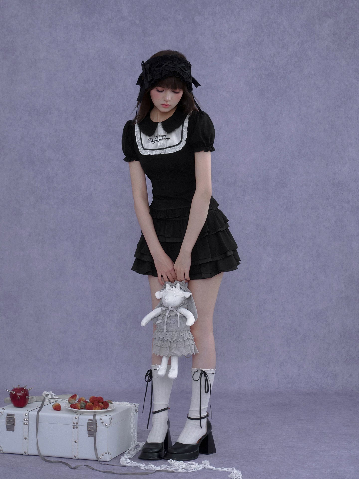 SagiDolls Girls Spirit #Photo Poster Plush #Dark Doll Off-Shoulder Short-Sleeve T-Shirt Top Lolita Sweet & Cool Cute