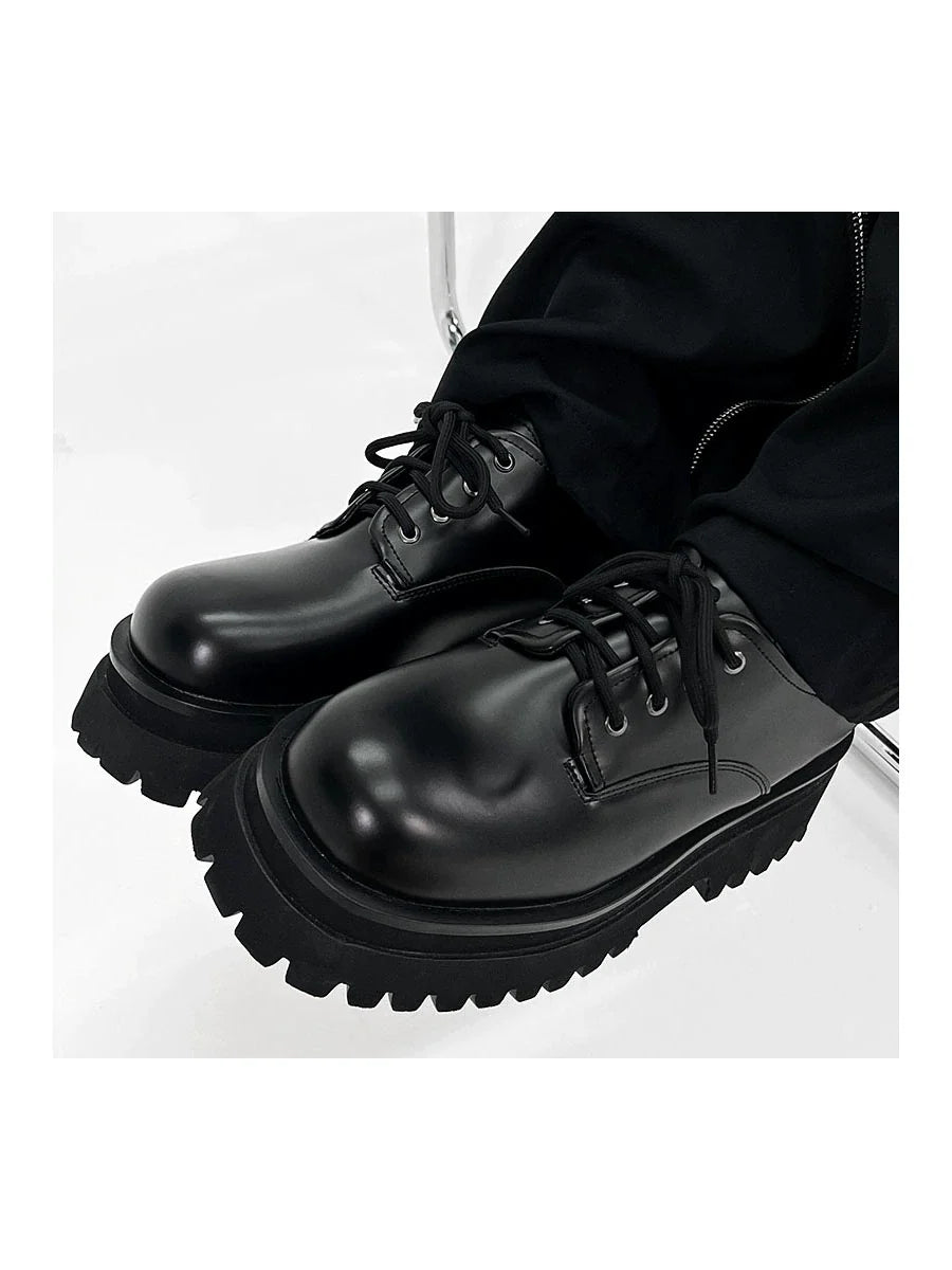 Thick-Soled Chunky Black Platform Derby Shoes