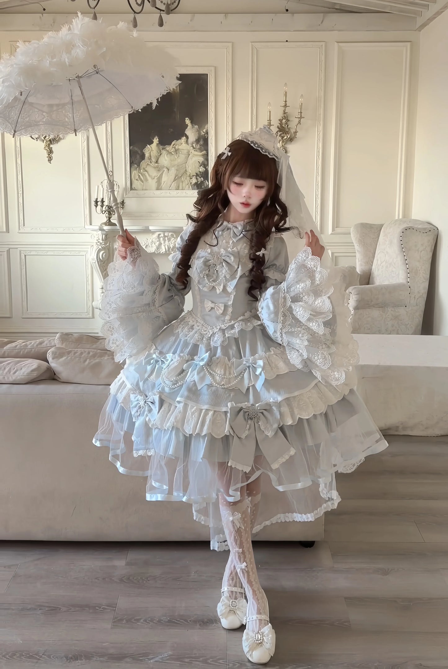 [February 8 Reservation Deadline]Pink Blue Tiered Lace Ribbon Princess Series Accessories