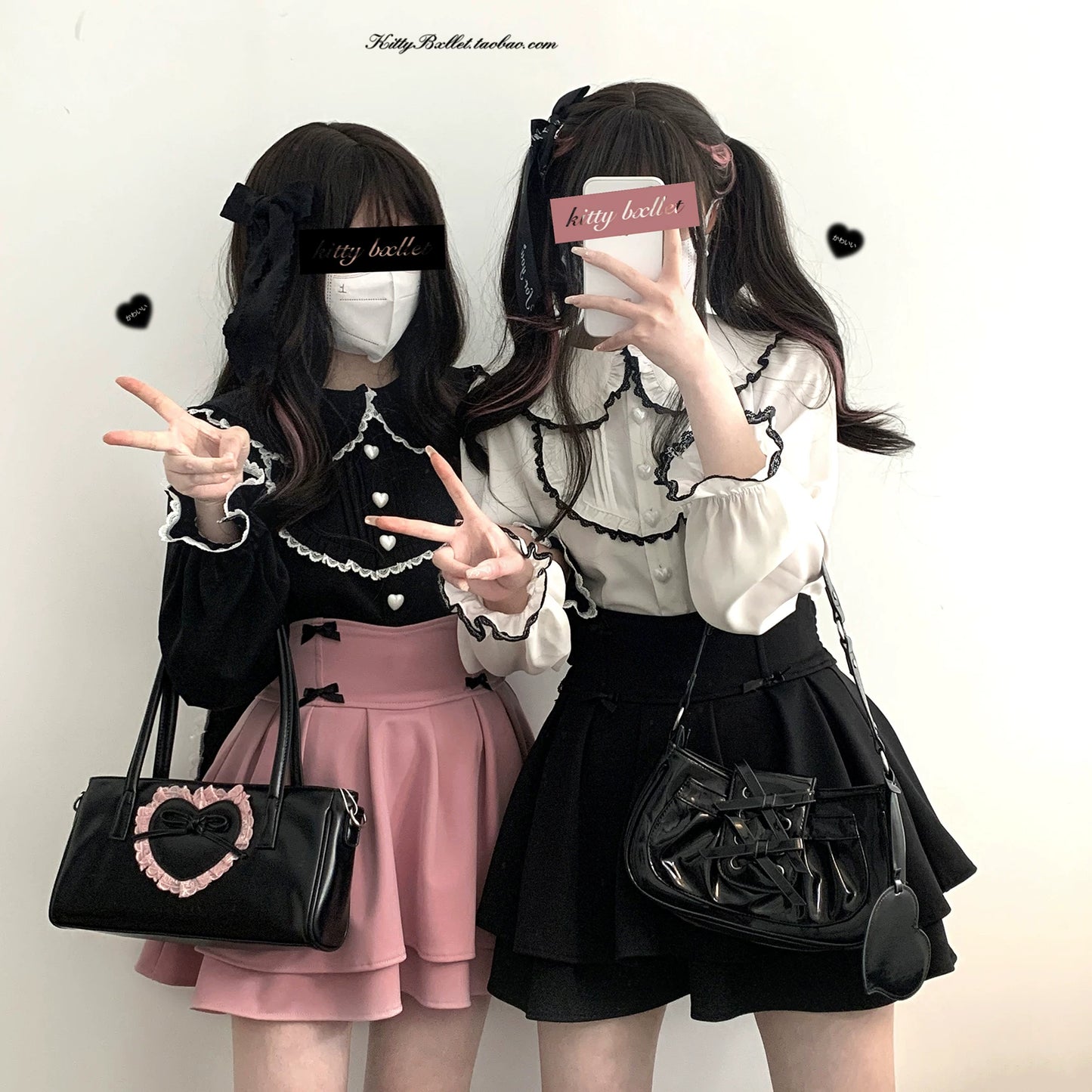 KittyBxllet Original [Milk-Fold Rabbit] Lolita-Style Rabbit Ear Lace Trim Blouse