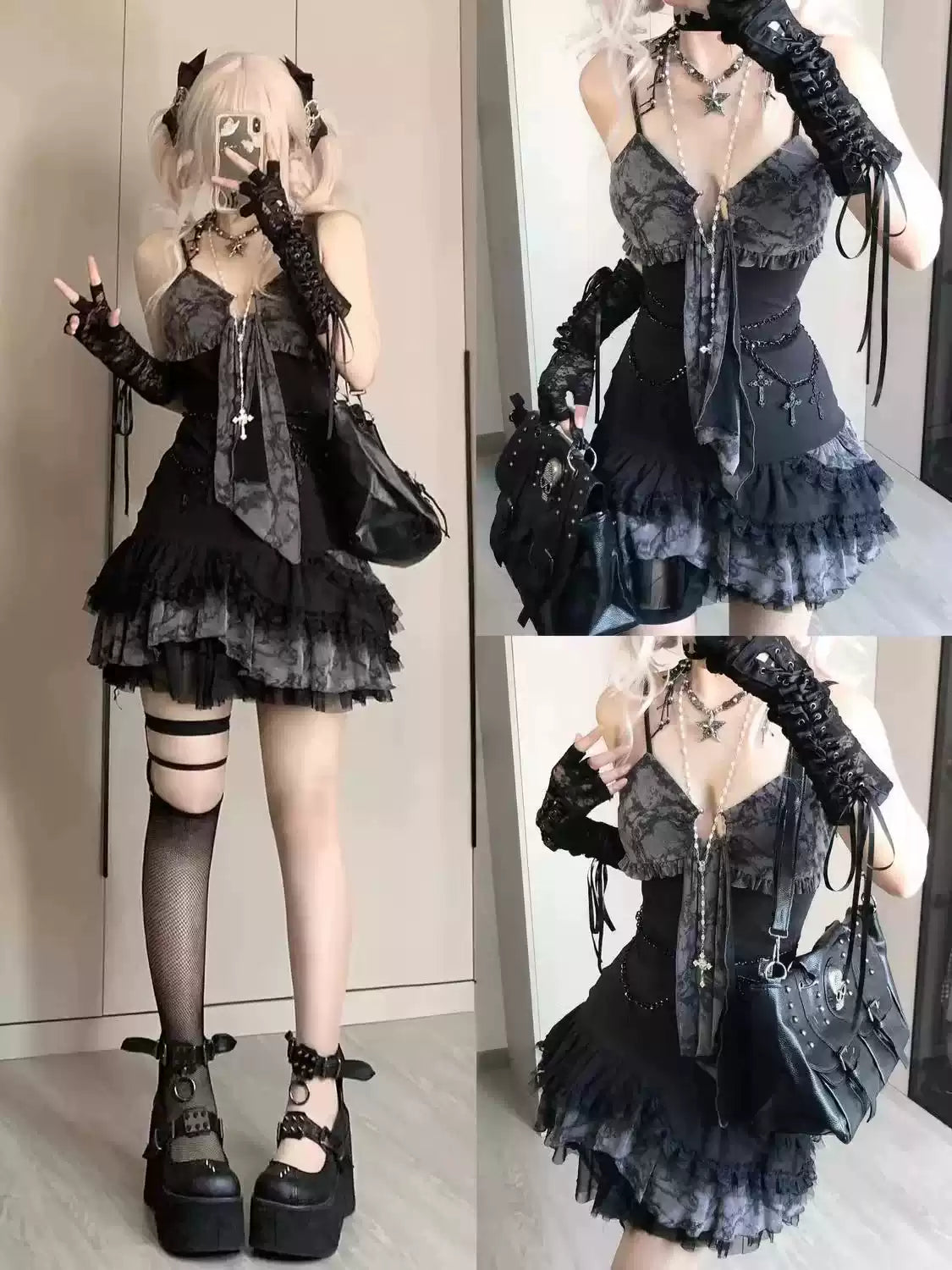 Y2K Grunge Suspender Dress