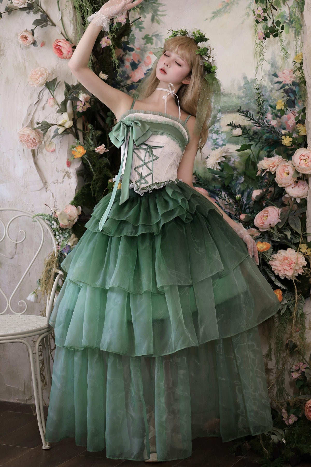 Lily Wisteria Elegant Top + Ruffle Skirt