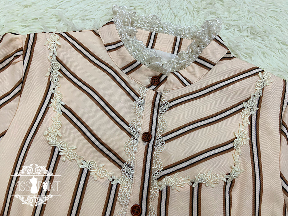Chocolate Daily Light Sweet Stripe Lolita Blouse