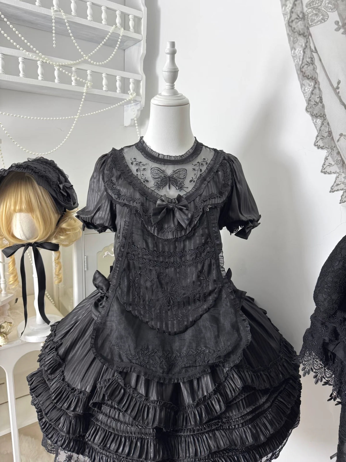 Halloween Night Butterfly Lolita Short-Sleeve Dress, Gothic Dark Style, Yami Kawaii Subculture, Summer Plus-Size Mini Dress