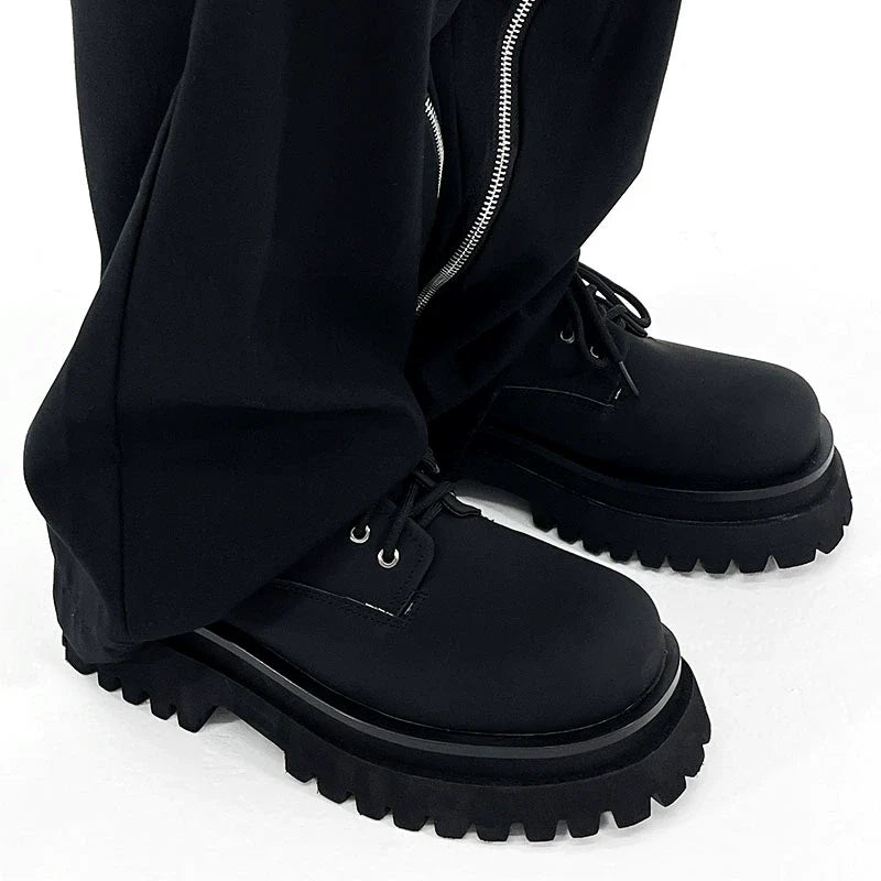 Thick-Soled Chunky Black Platform Derby Shoes