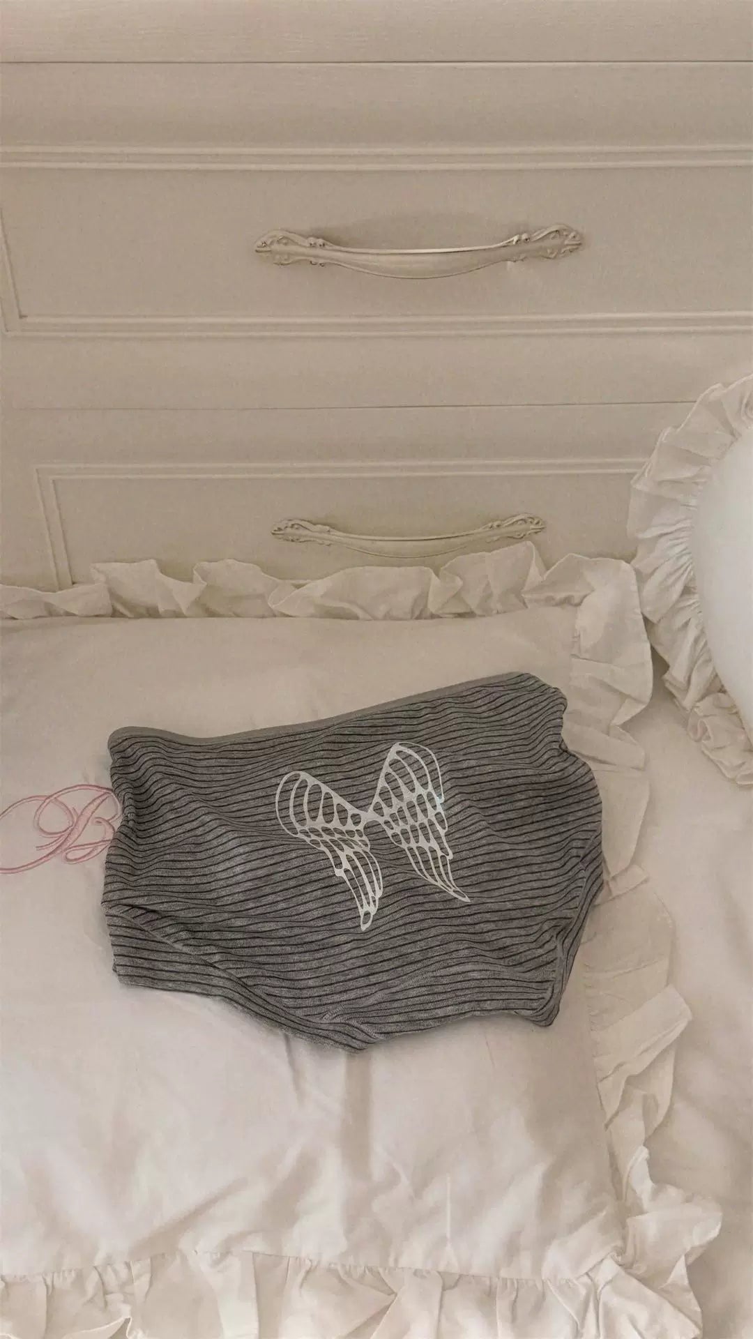Sequin Angel Wings—European &amp; American BM-Style Striped Cotton Stretch Boyshorts, Comfortable, Cute, Sweet, Soft Mid-Rise Women’s Underwear