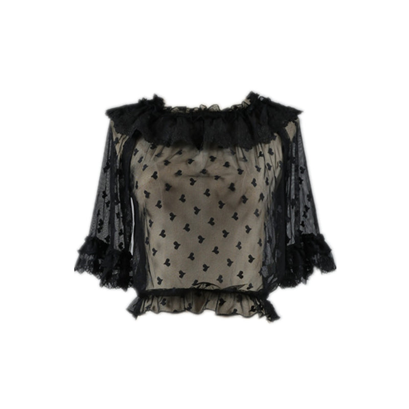 Plus Size Lolita Shirt Lace Mesh Blouse
