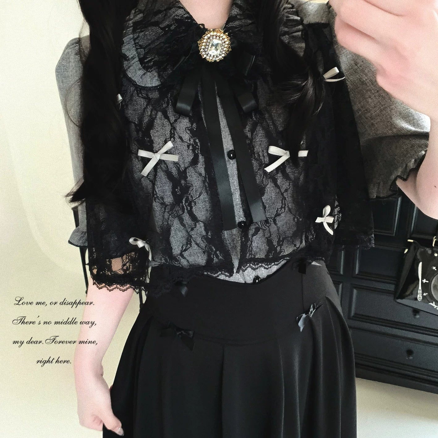 KittyBxllet Original “DREAM KNOT” Lace Peplum Short-Sleeve Blouse