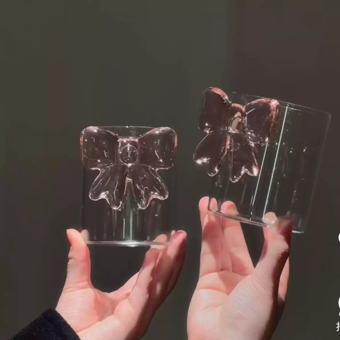 pink large bow glass heat-resistant cup