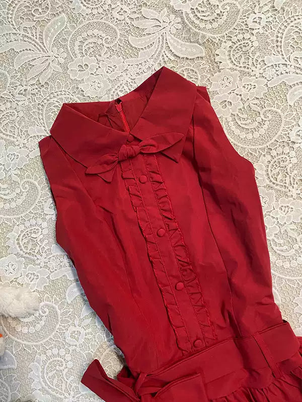 red straps sleeveless shirt dress