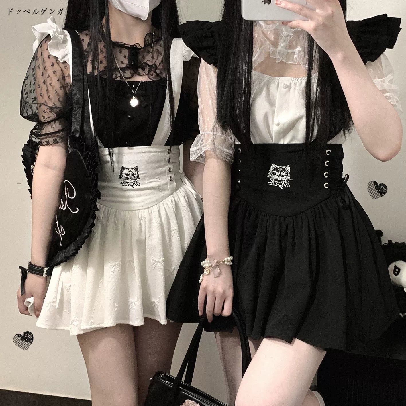 KittyBxllet Original 【Lace Girl】 Sweet Lace-Print Mesh Chiffon Top