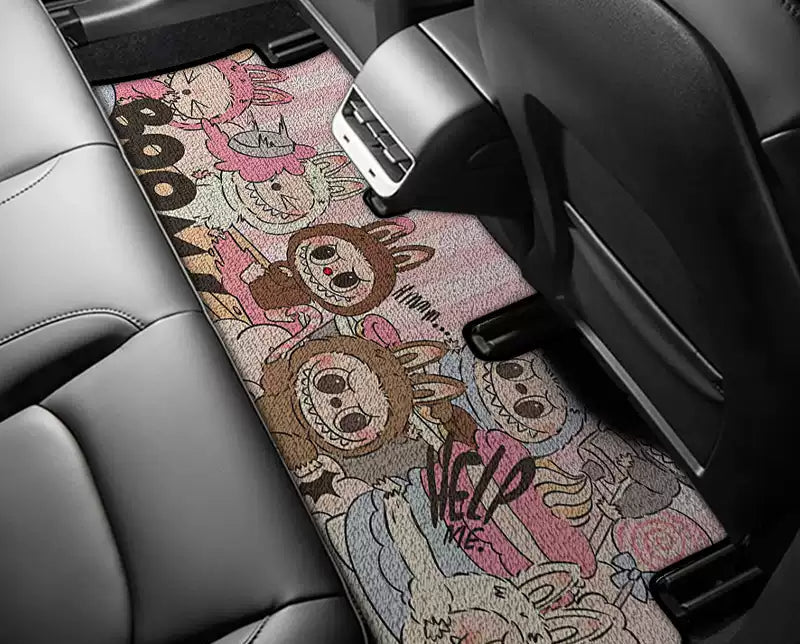 cartoon silk circle rear car floor mat