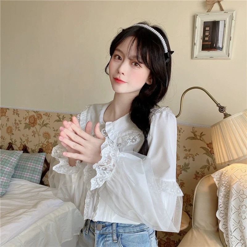 Sweet Lolita Shirt White Doll Collar Shirt