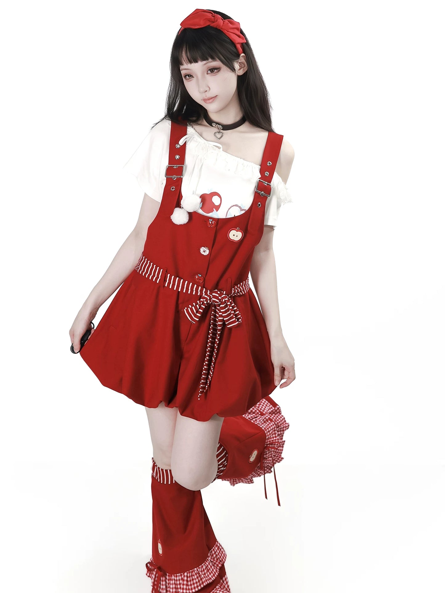 Pinksavior “Guoguolog” Pink-and-White Stripe Camisole Dress with Flower Bud Suspender Dress + Shawl Summer-Fall Matching Outfit for Best Friends