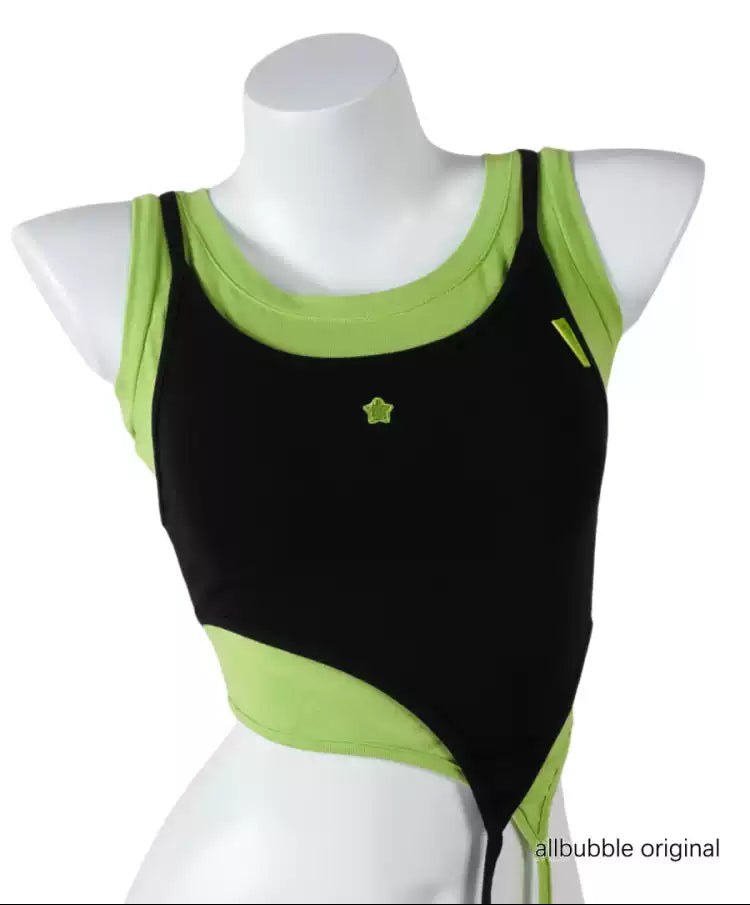 Black & green star two-piece vest