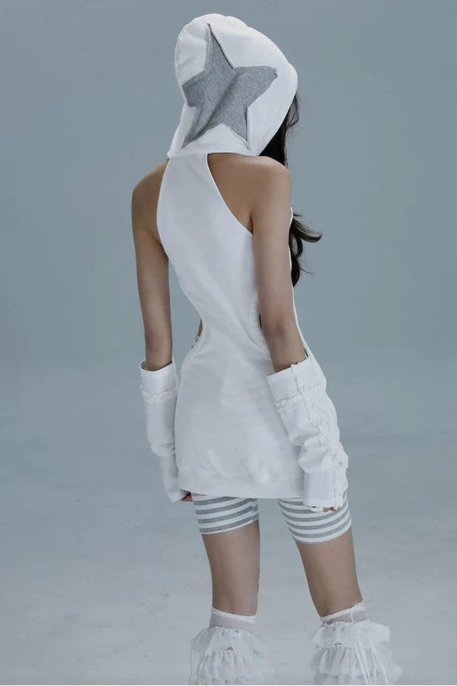 Sleeveless Hoodie Zip Dress