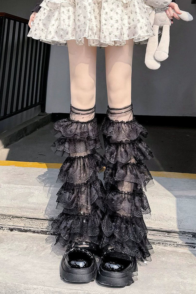 Lace Ruffled Leg Warmers