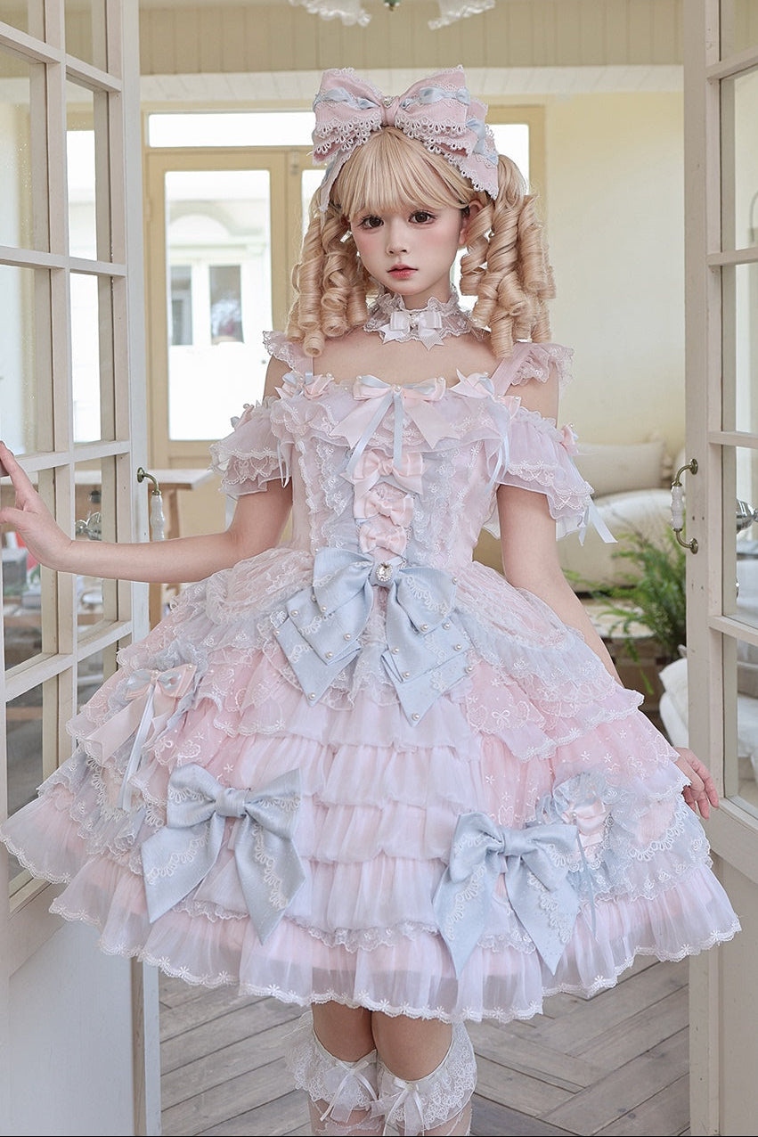 [Pre-order] Pink Blue Romantic Lace Lolita Princess Dress + Shirt + Set 1/2/3