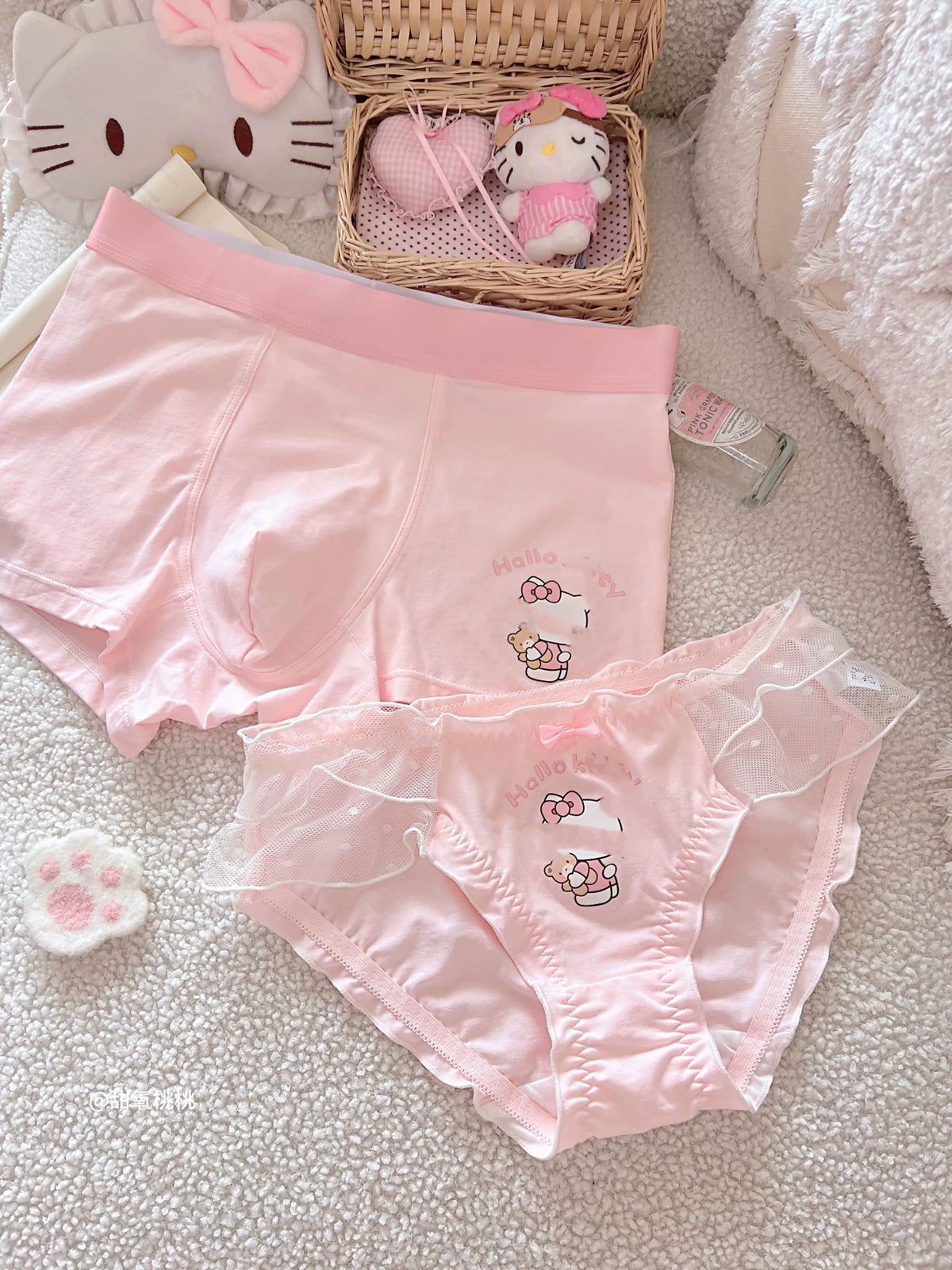 Kawaii Couple Lace Underwear Set | Matching Lingerie Gift Set for Couples
