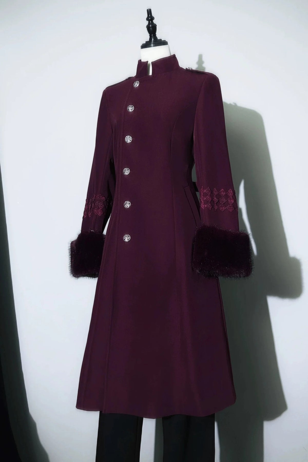 Gothic Lolita Coat + Cape + Cross Collar Purple ［Hairy Coat］