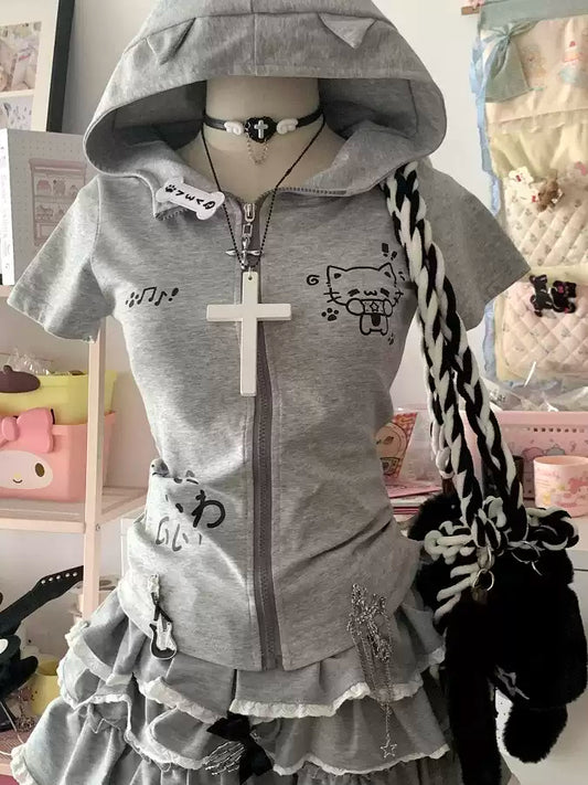 Japanese cat ears hooded jacket