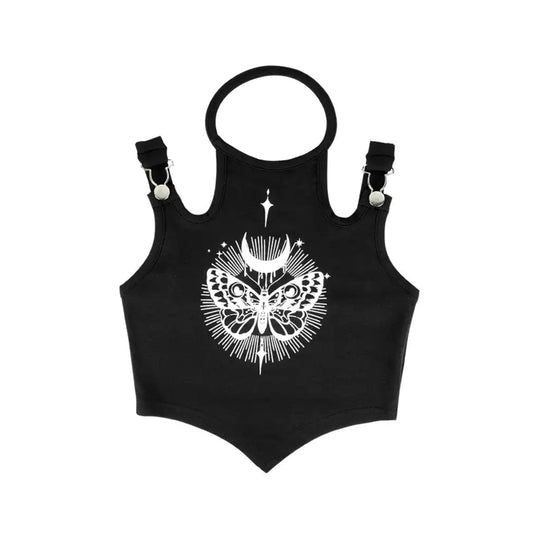 Moth print black camisole