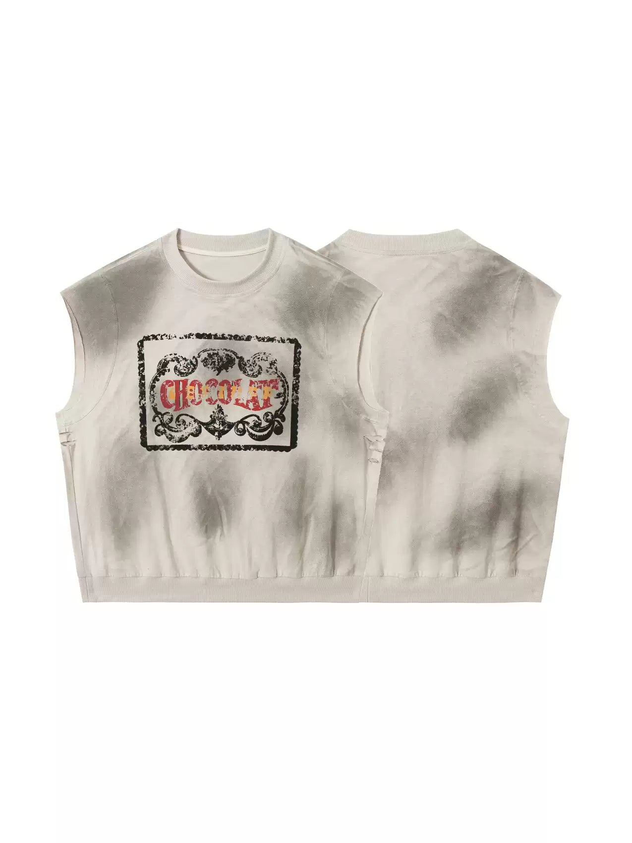retro distressed spray silhouette sleeveless T-shirt