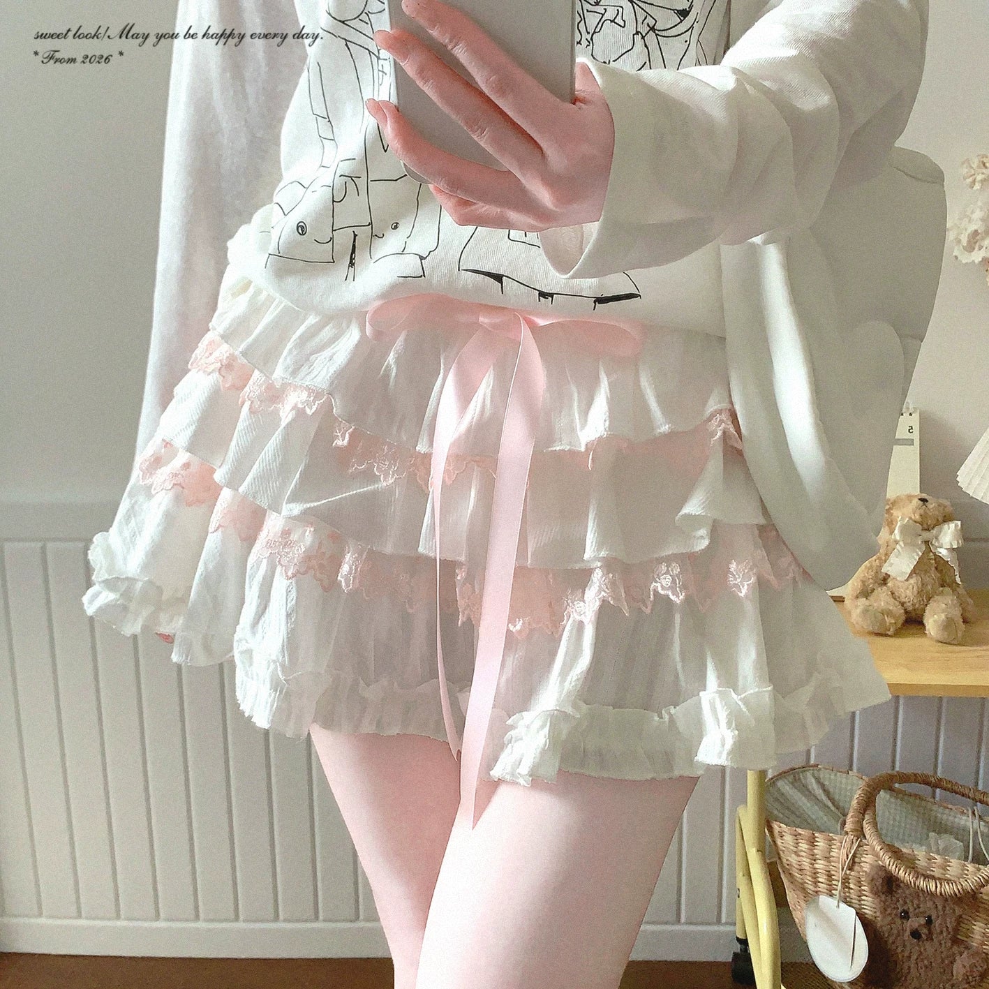 Last-Season Deal KB Sweet Layered Lace Ruffle Ribbon Tied Cute Cake Dress Skirt