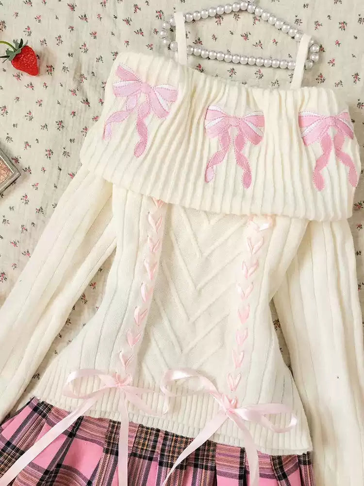 French sweet bow sweater