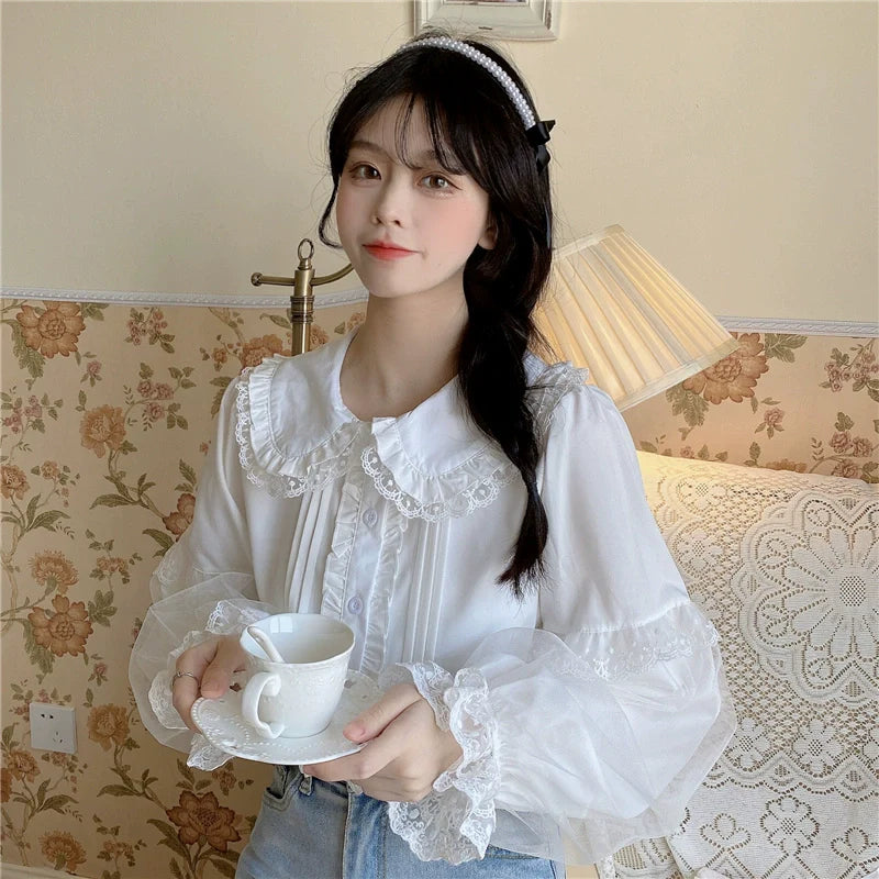 Sweet Lolita Shirt White Doll Collar Shirt