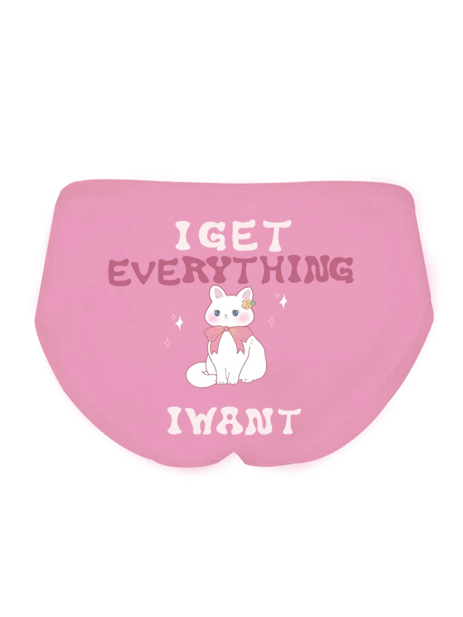 Original Japanese-Inspired Ice Silk Panties for Girls—Bunny Print, Cotton Gusset, Sexy High-Elastic Mid-Rise “Purebutt” Hip-Hugging Cartoon Briefs, Spicy Babe Style