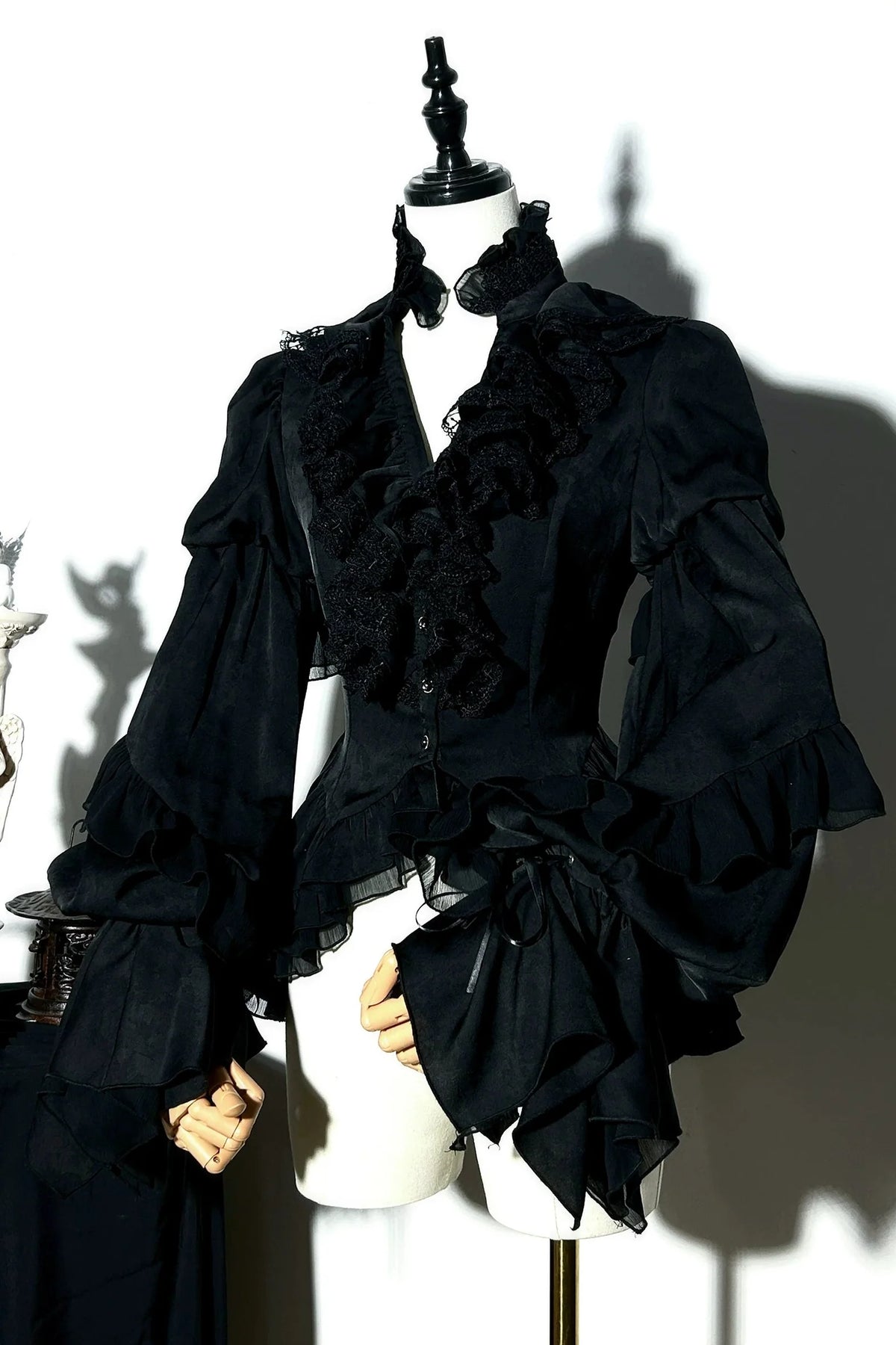 Fishbone Bustier Lolita Skirt + Shirt + Vest + Tail + Pants Black［Shirt］