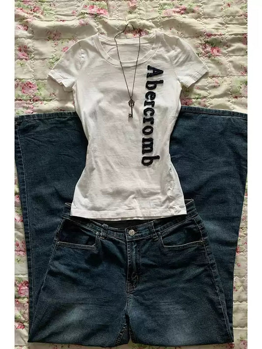 White Letters Right Shoulder T-Shirt