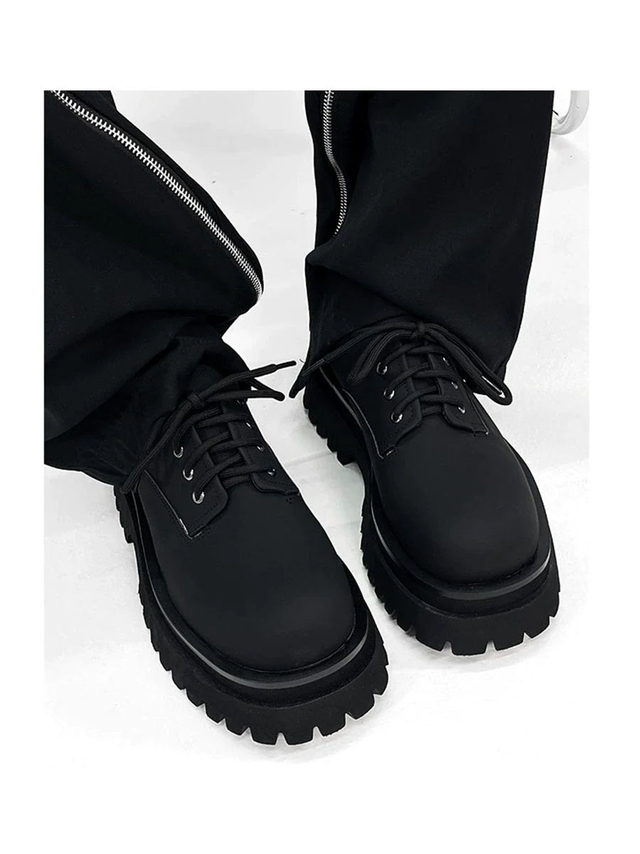 Thick-Soled Chunky Black Platform Derby Shoes