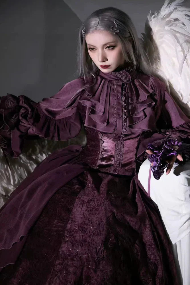 Moon Night Bat Wing Blouse + Brooch