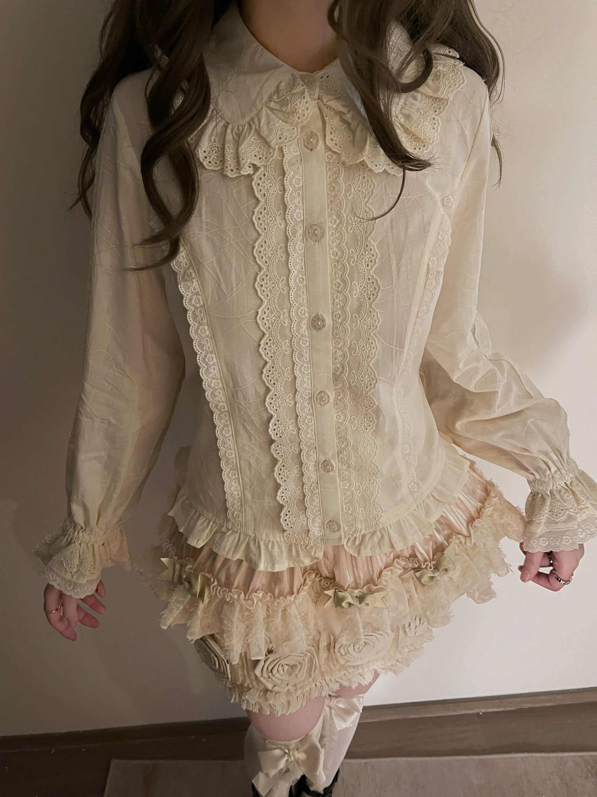 Kawaii Lolita Blouse Soft Girl Bubble Puff Sleeve