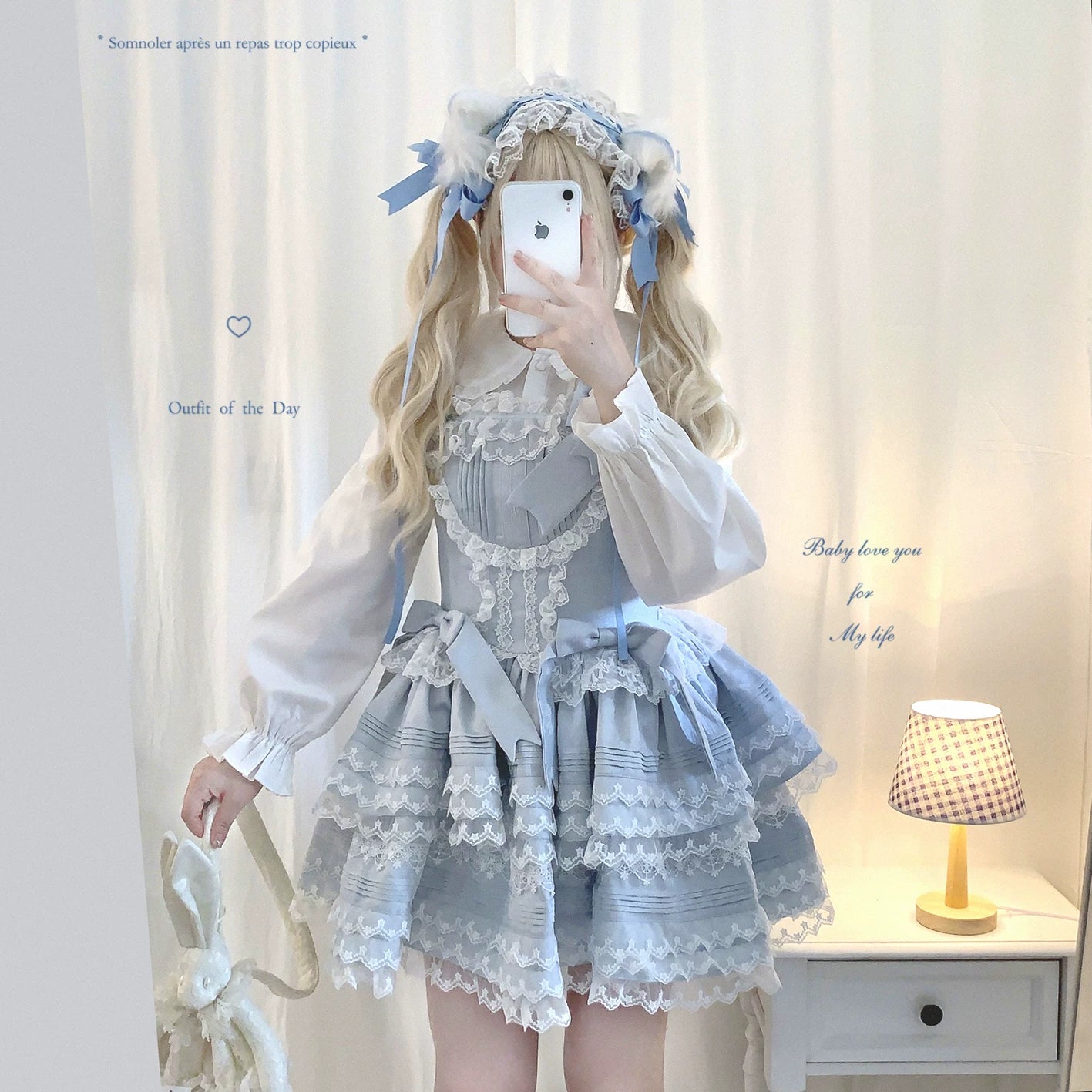 Last-Stock xcy Sweet Girl Butterfly Bow Embossed Star Pattern Lace Layered Puffy Cake Slip Dress