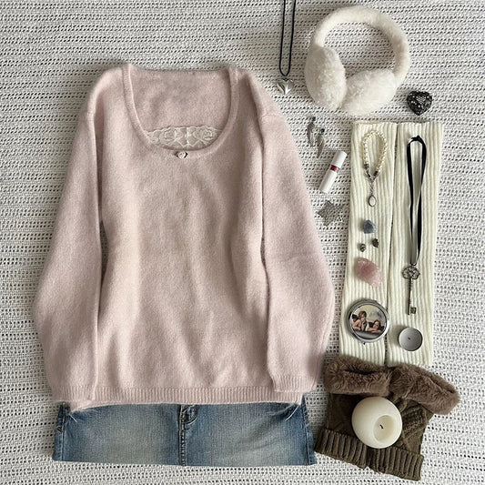 pink soft waxy sweater