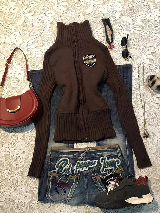 Brown Slim Thick Sweater Coat