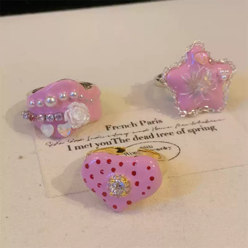 Y2K Handmade Star Love Stacking Ring Set